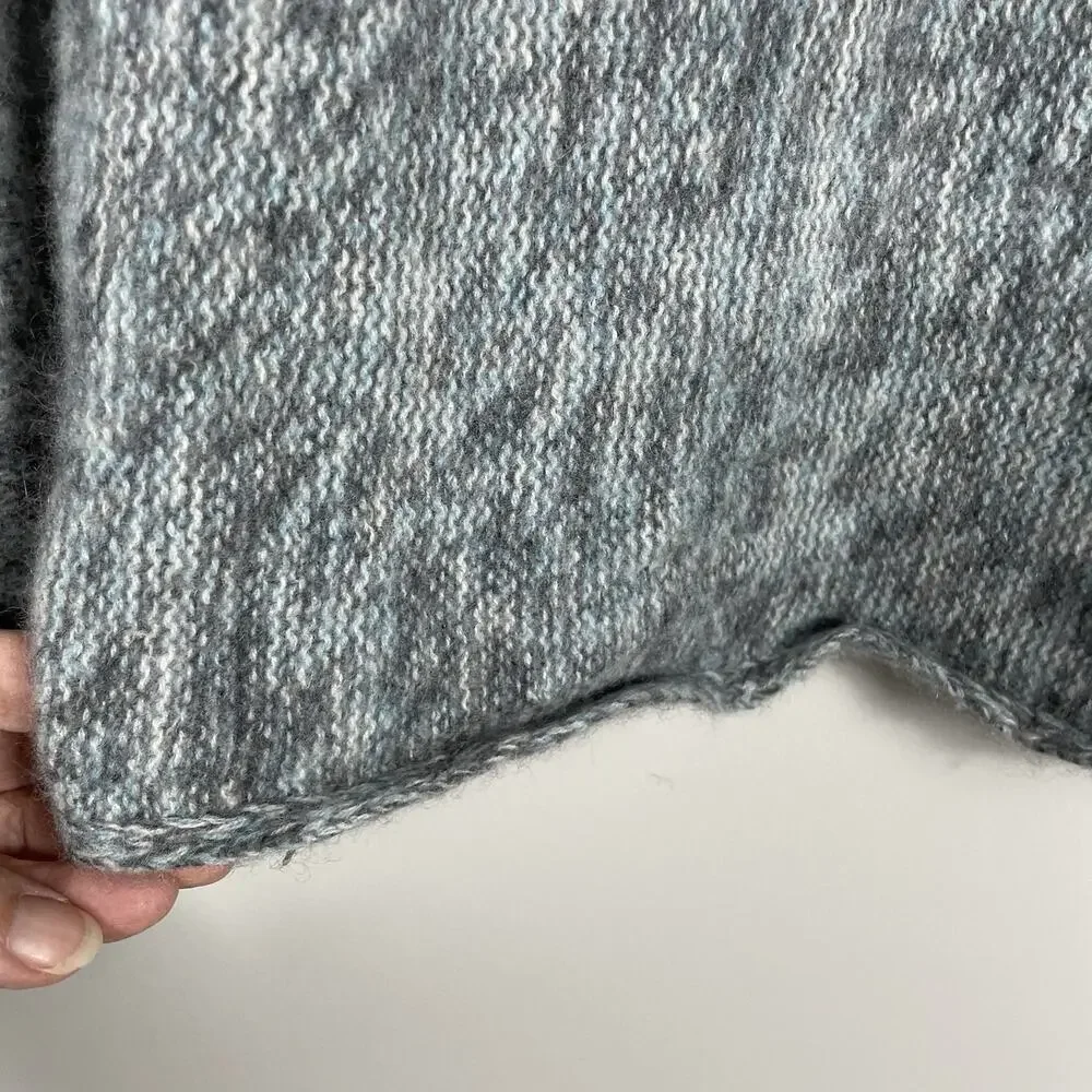 360Cashmere 100% Cashmere Sweater Size M Blue Gray Cropped Mock Neck Luxury Cozy